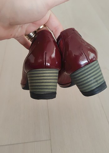 Bordo Tokalı Kadın Topuklu Babet - Görsel 4