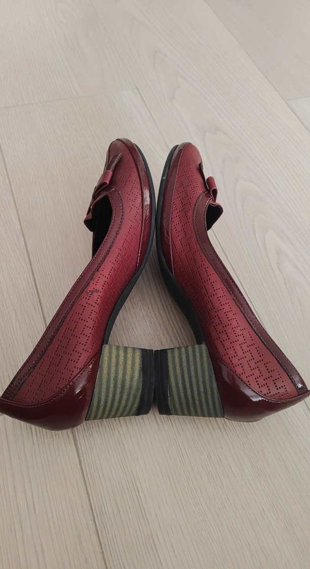 Bordo Tokalı Kadın Topuklu Babet - Görsel 5