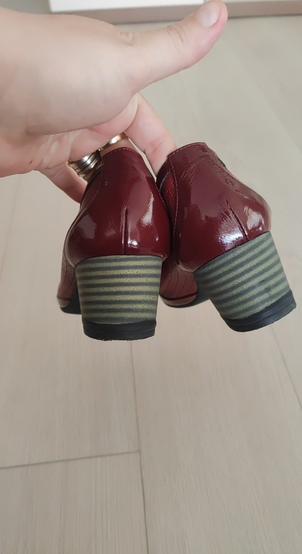 Bordo Tokalı Kadın Topuklu Babet - Görsel 4