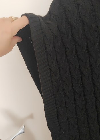 Siyah Boğazlı Kolsuz Örgü Kadın Kazak - Görsel 4