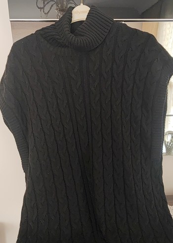 Siyah Boğazlı Kolsuz Örgü Kadın Kazak - Görsel 2