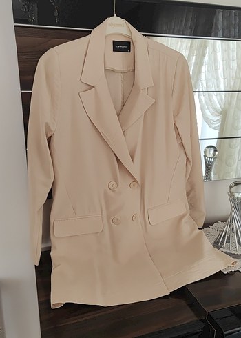 Bej Kadın keten Blazer Ceket - Görsel 6