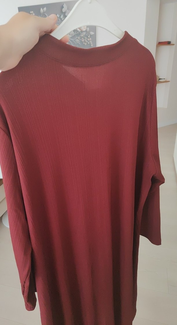 Bordo Düğmeli Kadın Uzun tunik - Görsel 5