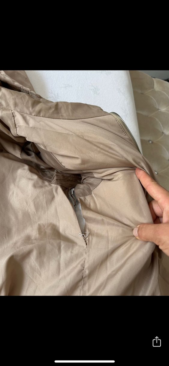 Bej Kapüşonlu Kadın Kışlık Mont - Görsel 5