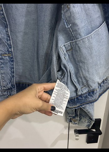 Düğmeli Mavi Kadın Denim Ceket - Görsel 4