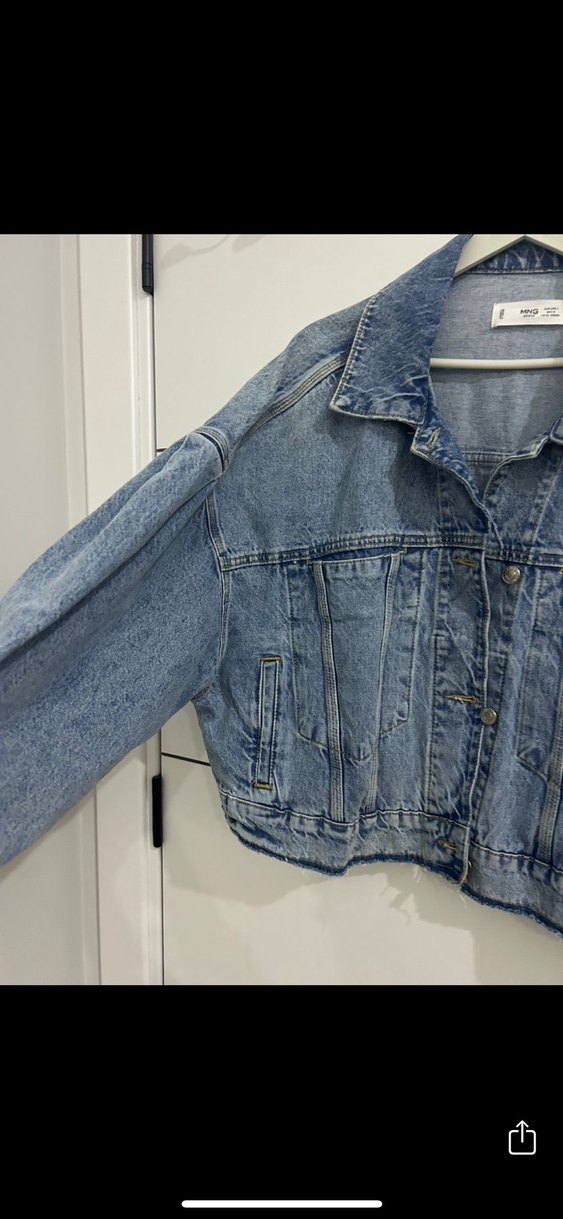 Düğmeli Mavi Kadın Denim Ceket - Görsel 3