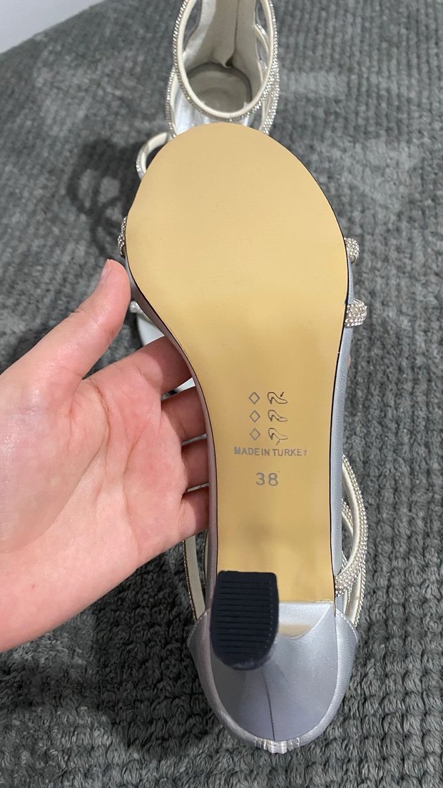 Beyaz Yüksek Topuklu Tokalı Abiye Ayakkabı - Görsel 4