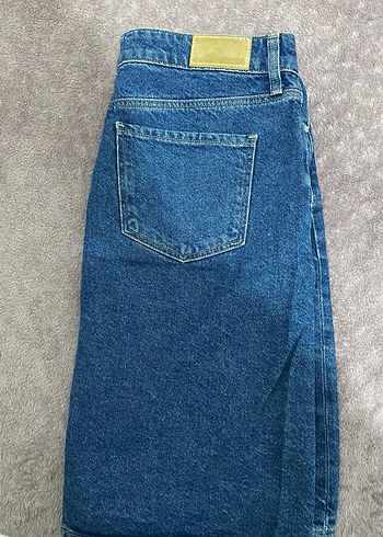 Lacivert Bol Kesim Midi Kot Etek - Görsel 4