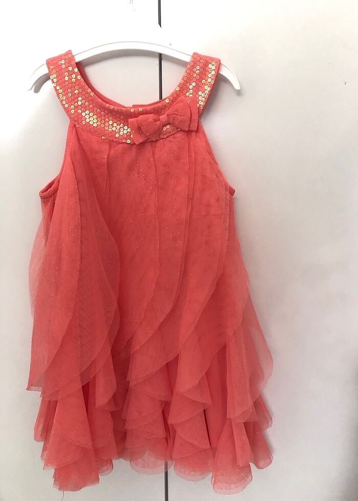 Simli pullu elbise Nar Çiçeği renginde - Görsel 2