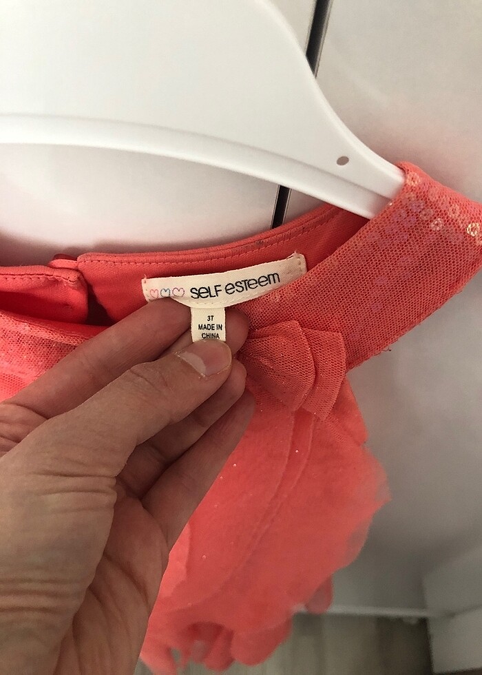 Simli pullu elbise Nar Çiçeği renginde - Görsel 4