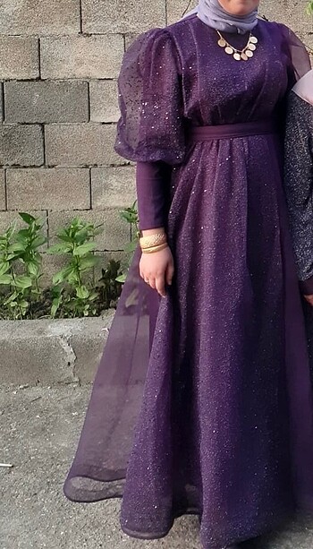 Simli tül abiye