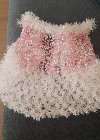 Nakışlı Beyaz Kız Çocuk Ponçosu - Görsel 2