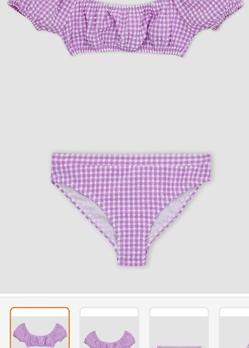 6 Yaş Beden Mor Ekoseli Kız Bikini Takımı