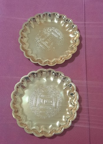 Altın Renkli İşlemeli Dekoratif Tabak Seti - Görsel 3