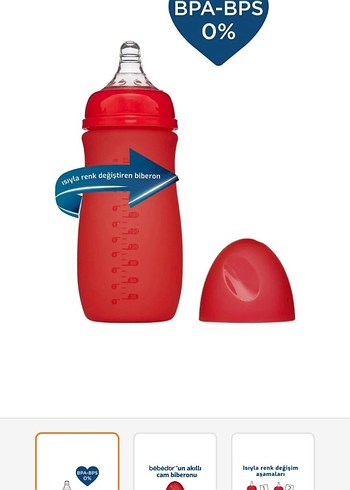 Bebedor Kırmızı Renk Değiştiren Biberon 260 ml - Görsel 3