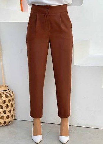 Kadın Kahverengi Regular Fit Kumaş Pantolon