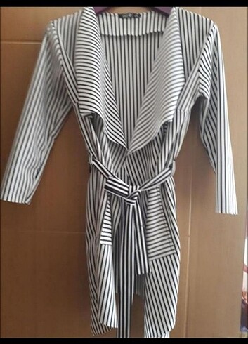 l Beden Çizgili yazlık ceket