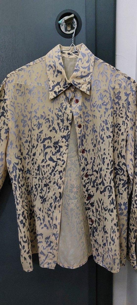 Bej Düğmeli Vintage şık Kadın Gömlek - Görsel 2