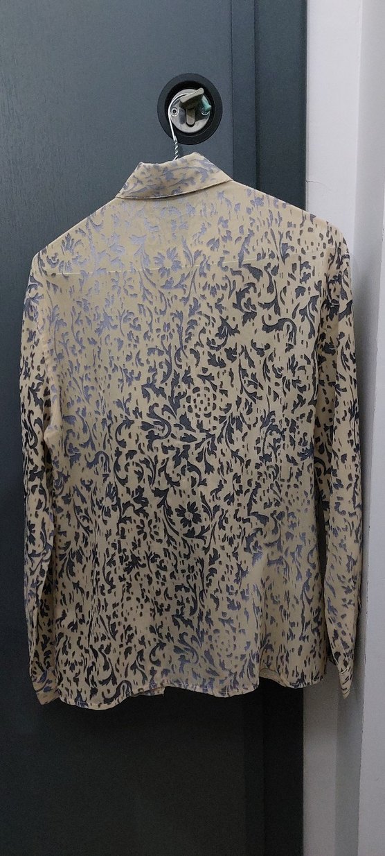 Bej Düğmeli Vintage şık Kadın Gömlek - Görsel 3