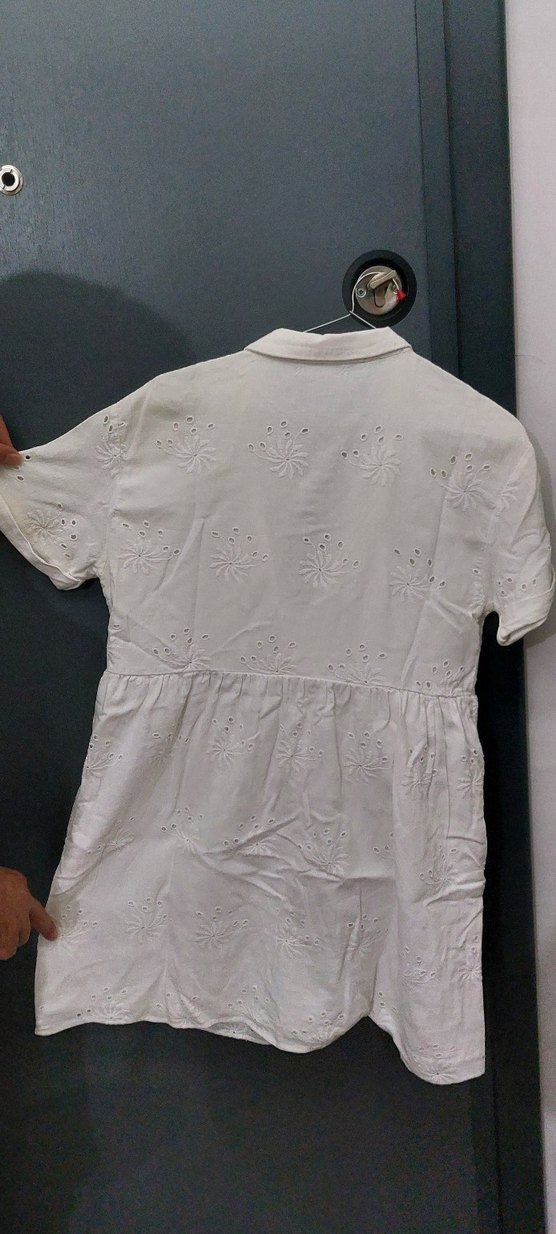 zara gömlek elbise beyaz kadın - Görsel 2