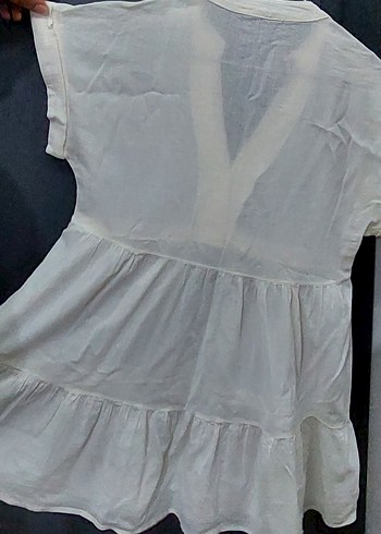 Bohem Beyaz Nakışlı deniz kenarı yazlık elbise - Görsel 5