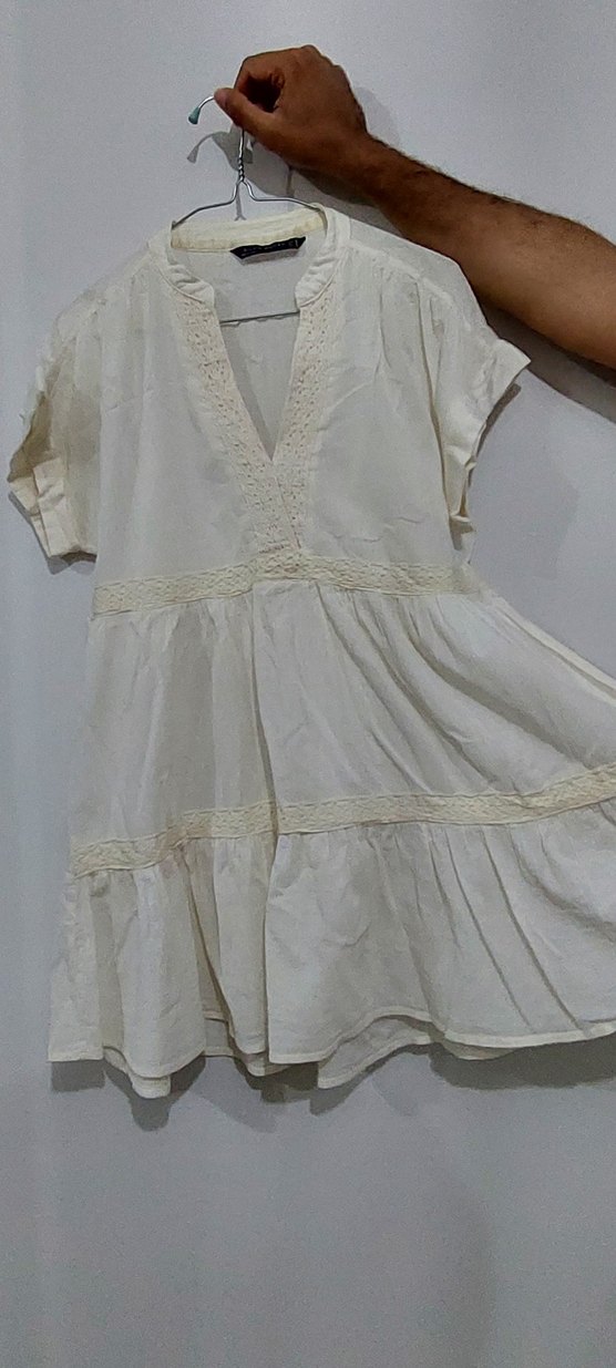 Bohem Beyaz Nakışlı deniz kenarı yazlık elbise - Görsel 2