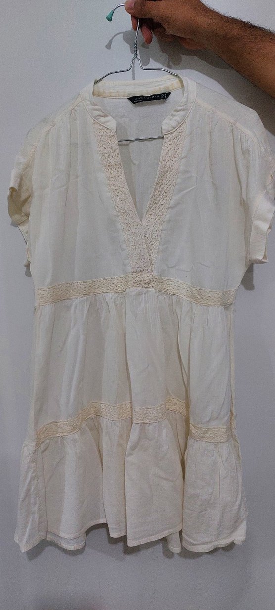 Bohem Beyaz Nakışlı deniz kenarı yazlık elbise - Görsel 4