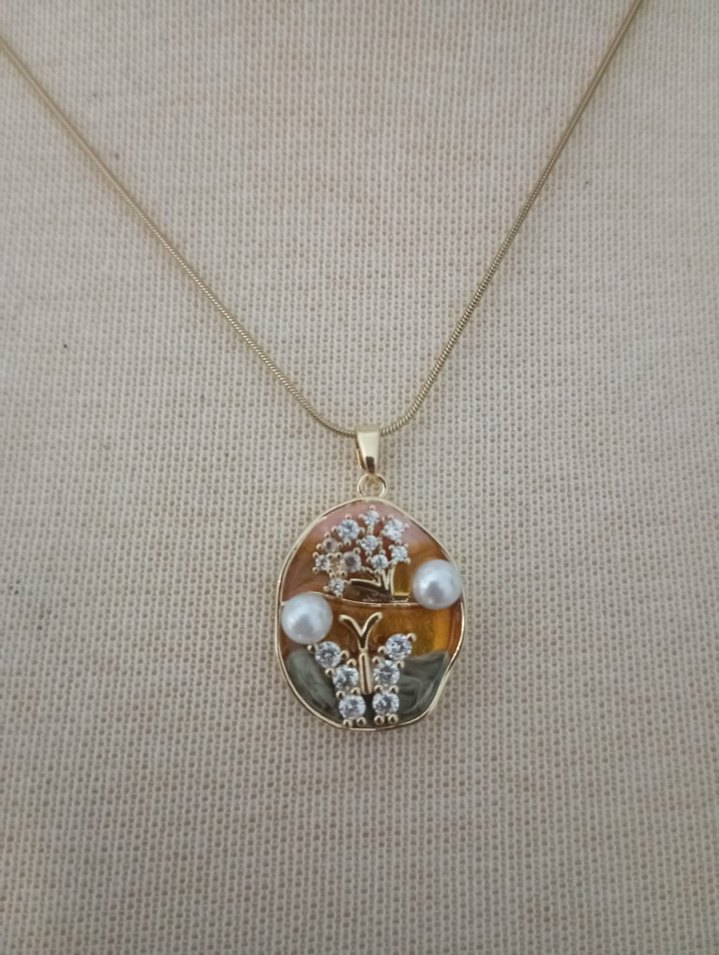 İnce Zincirli Altın Renk Bohem Kolye - Görsel 2