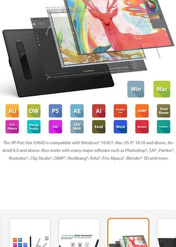 Siyah XP-Pen Tablet çizim tableti - Görsel 2
