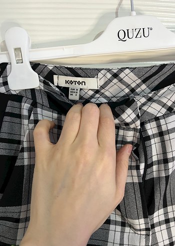 Gri Ekose Desenli Kadın Kumaş Pantolon - Görsel 5