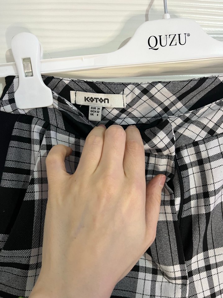 Gri Ekose Desenli Kadın Kumaş Pantolon - Görsel 5