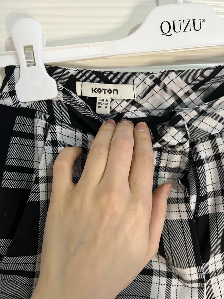 Gri Ekose Desenli Kadın Kumaş Pantolon - Görsel 4