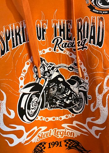 Turuncu Zincir Detaylı Biker Sweatshirt - Görsel 3