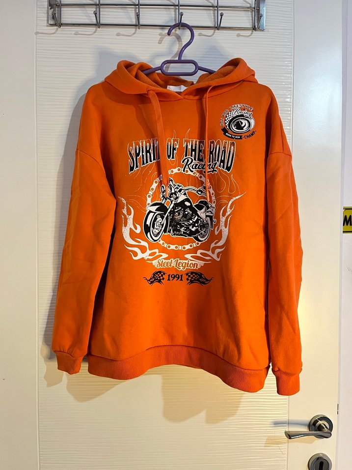 Turuncu Zincir Detaylı Biker Sweatshirt - Görsel 2