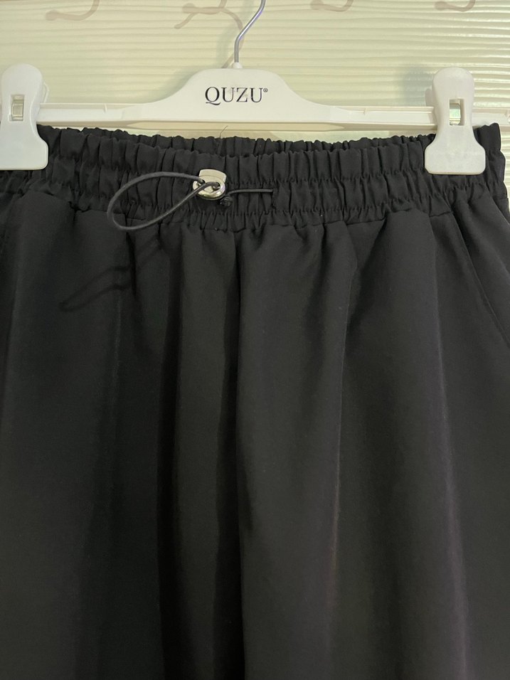 Siyah Kemerli Salaş Kadın Kumaş Pantolon - Görsel 2