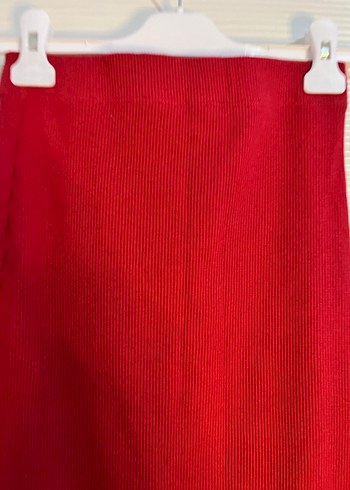 Kırmızı Kadın Uzun Triko etek crop takım - Görsel 7