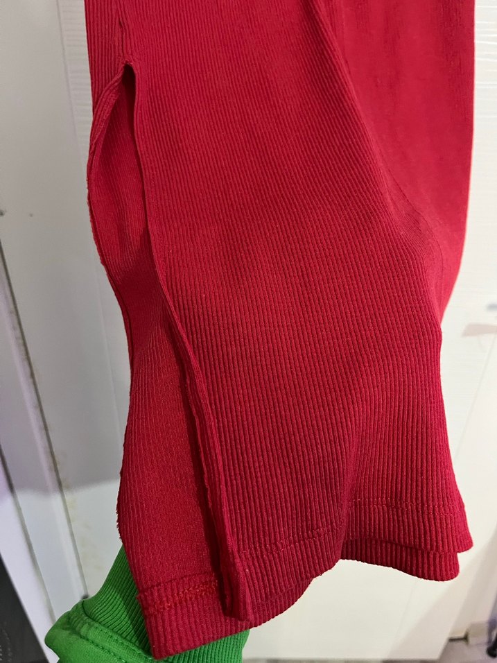 Kırmızı Kadın Uzun Triko etek crop takım - Görsel 5