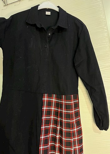 Düğmeli Siyah Uzun Kollu kız çocuk Elbise - Görsel 4