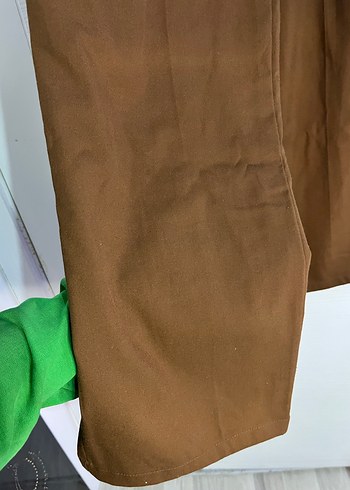 Kahverengi Pilili Kadın Kumaş Pantolon - Görsel 3