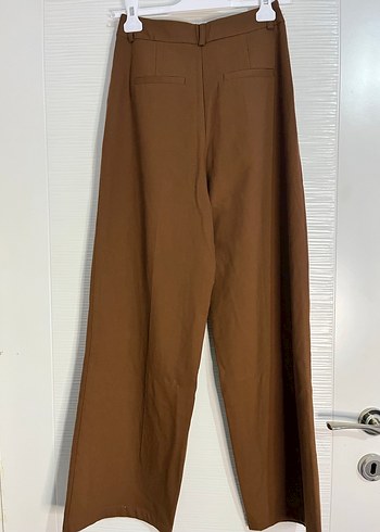 Kahverengi Pilili Kadın Kumaş Pantolon - Görsel 4