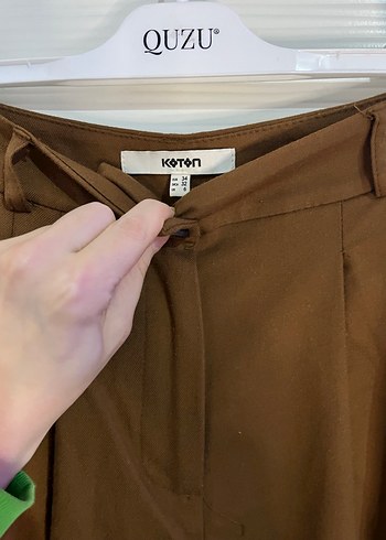 Kahverengi Pilili Kadın Kumaş Pantolon - Görsel 2
