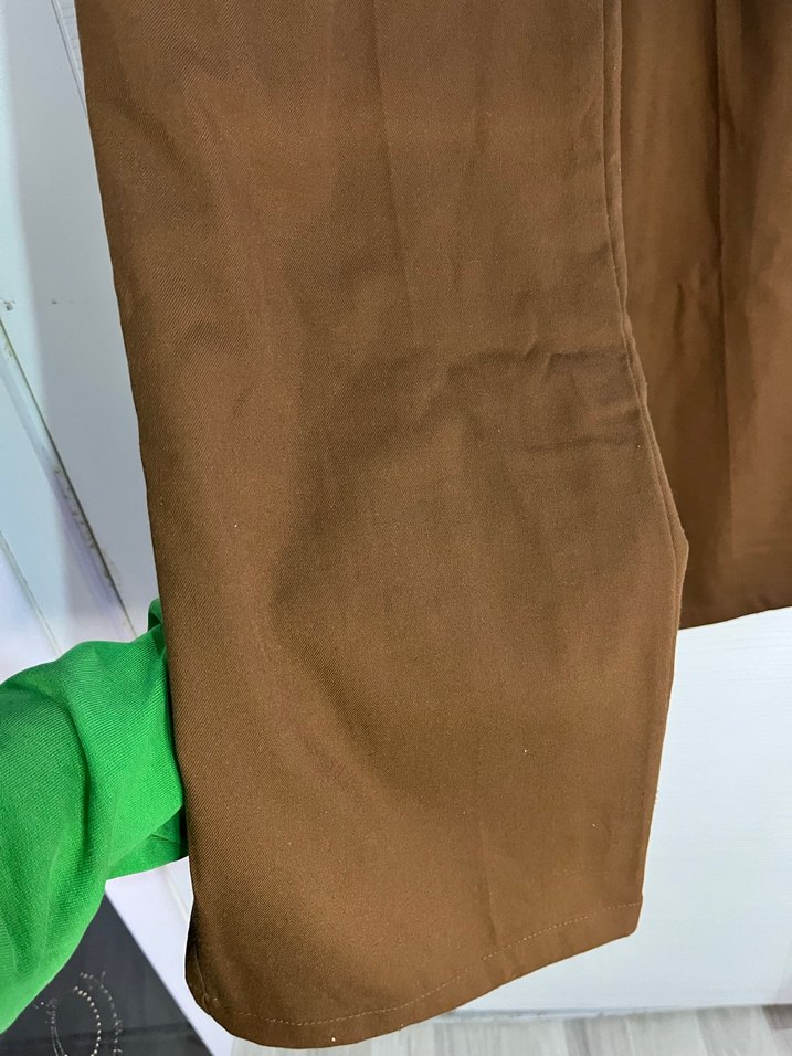 Kahverengi Pilili Kadın Kumaş Pantolon - Görsel 3