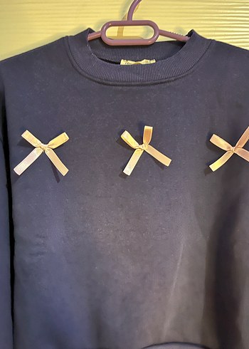 Nakışlı Mavi Kadın Sweatshirt - Görsel 2