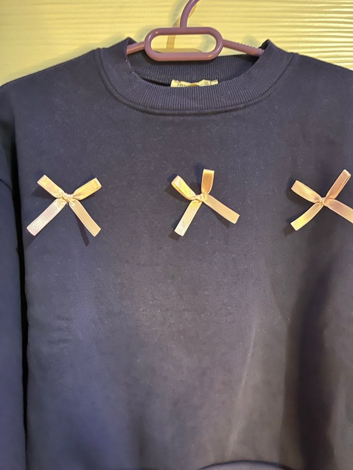 Nakışlı Mavi Kadın Sweatshirt - Görsel 2