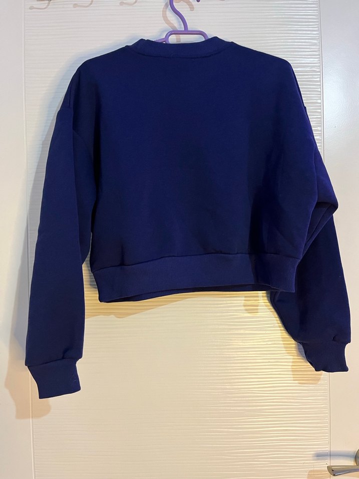 Nakışlı Mavi Kadın Sweatshirt - Görsel 4