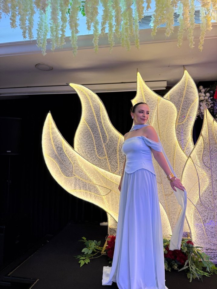 Mavi Drapeli Uzun Abiye Elbise - Görsel 2