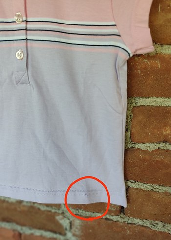 7 Yaş Beden pembe Renk Düğmeli Pembe Mavi Kız Çocuk Polo Tişört