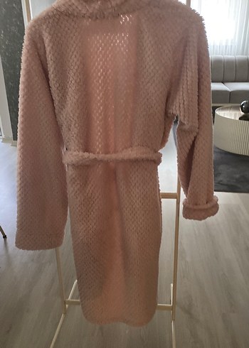 Pembe Midi Kadın Bornoz, Rahat Kesim - Görsel 4