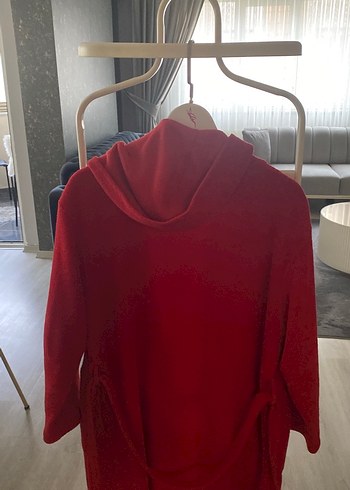 Bordo Kadın Midi Boy Salaş Sabahlık - Görsel 5