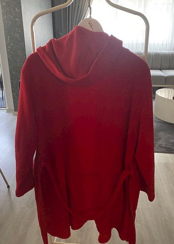 Bordo Kadın Midi Boy Salaş Sabahlık - Görsel 4